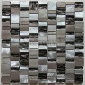 Rectangle Mosaic Tile Metallic Random Mix Mosaic Mosaic Kitchen Backsplash Mosaic Bathroom Tile Black Metallic Mosaic Tile
