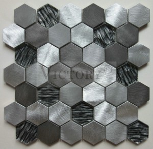 Шестоаголна мозаична плочка Алуминиумски мозаик стакло мозаик плочки