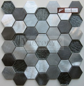 Olti burchakli mozaik kafel Alyuminiy mozaik shisha mozaik plitkalari Mozaik oshxona Backsplash mozaik dizayni