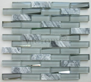 Pllaka mozaiku drejtkëndëshe Pllakë mozaiku me qelq të bardhë Carrara Pllaka mozaiku mermeri Pllaka mozaiku qelqi Pllaka e pasme
