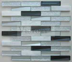 Rajoles de mosaic rectangulars Rajoles de mosaic de vidre blanc Rajoles de mosaic de marbre de Carrara Rajoles de mosaic de vidre Backsplash