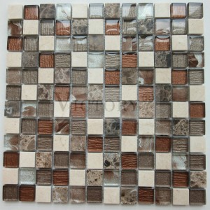 Čtvercové mozaikové dlaždice Kamenná mozaika Přírodní kámen Mozaika Skleněná mozaika Nástěnné umělecké sklo a kamenné mozaikové dlaždice
