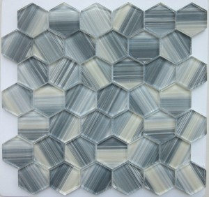 Гараар будсан зургаан өнцөгт мозайк хавтанцар Цэнхэр мозайк угаалгын өрөөний плита Цэнхэр цагаан мозайк хавтанцар Цэнхэр мозайк хавтанцар
