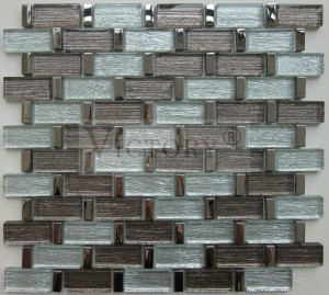 ສີສີດໍາ 23X48mm ຄວາມຫນາ 8mm ປະສົມໂລຫະແລະແກ້ວຫ້ອງນ້ໍາ Mosaic ກະເບື້ອງສິລະປະກໍາແພງຫີນ Gold Line Long Strip Template Glass Mosaic Glass Electroplating ໂລຫະສີຝາແລະພື້ນເຮືອນແລະພື້ນຫລັງ Wall Decoration Mosaic
