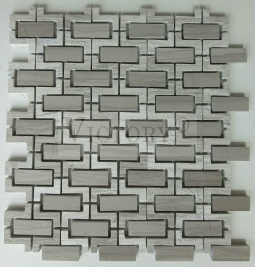 ກະເບື້ອງແກ້ວ Mosaic ທີ່ສວຍງາມທີ່ມີເສັ້ນກ່າງຫີນສໍາລັບກໍາແພງຫີນໃນຫ້ອງນ້ໍາ / ເຮືອນຄົວ ກໍາແພງຫີນກະເບື້ອງ Mosaics ໃນ Marble Mosaic ຮູບແບບສໍາລັບກໍາແພງຫີນ Waterjet Mosaic Tile Marble Mosaic Tile Backsplash Marble ແລະແກ້ວ Mosaic Tile
