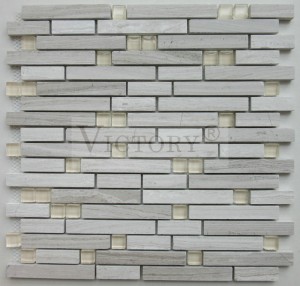 Strip Stone Mosaic Waterjet Mosaic Tile Ασπρόμαυρο μωσαϊκό Πλακάκι Λευκό μωσαϊκό Backsplash Μωσαϊκό από φυσικό μάρμαρο, μωσαϊκό σε σχήμα μάρμαρο για διακόσμηση σπιτιού