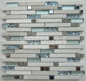 Strip Stone Mosaic Waterjet ກະເບື້ອງ Mosaic ສີດໍາແລະສີຂາວ Mosaic Tile ສີຂາວ Mosaic Backsplash ທໍາມະຊາດ Marble Stone Mosaic, ຮູບຊົງ Marble Mosaic ສໍາລັບການຕົກແຕ່ງເຮືອນ