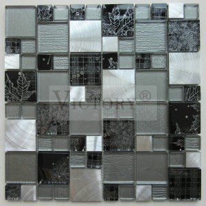 Metalliosaiikki lasi- ja kivimosaiikkilaatta Mosaic Backsplash mosaiikkireunuslaatat