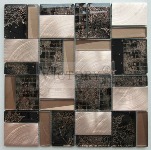 Metalliosaiikki lasi- ja kivimosaiikkilaatta Mosaic Backsplash mosaiikkireunuslaatat