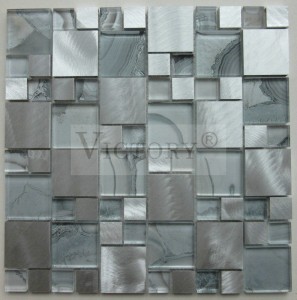 Metallic Mosaic Tile Backsplash Metallic Mosaic Bathroom tiles Sea Glass Tile Mosaic Mosaic Metallic Black