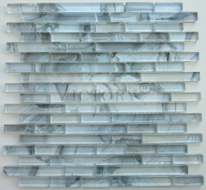 Magic Laminated Glass Tile Mosaic ດ້ວຍ Aluminum Silver Grey Laminated Glass + Aluminum Mosaic