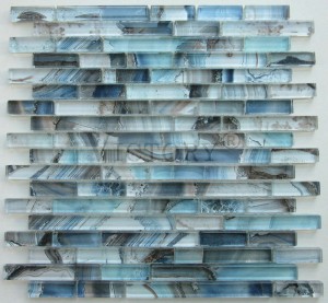 Kouzelná laminovaná skleněná mozaiková dlaždice s hliníkově stříbrně šedým laminovaným sklem + hliníková mozaika