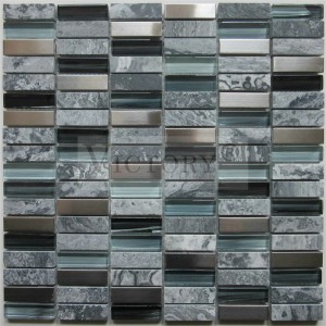 Victory Wave Grey Marble Mosaic China ថ្មធម្មជាតិ ថ្មម៉ាប Mosaic ក្បឿង Marble Mosaic Tile Backsplash