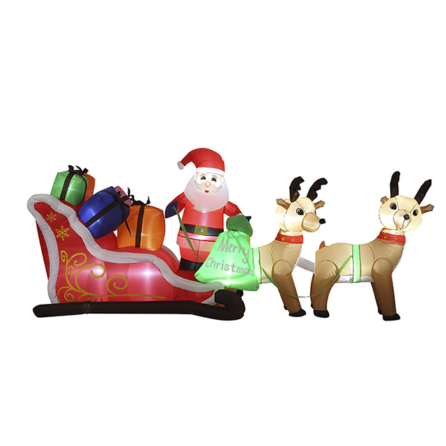 Trineo de Papá Noel inflable de 10 pies con renos