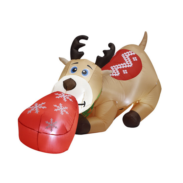 8FT Long Inflatable Reindeer Drawing Giftbag and Turning Head