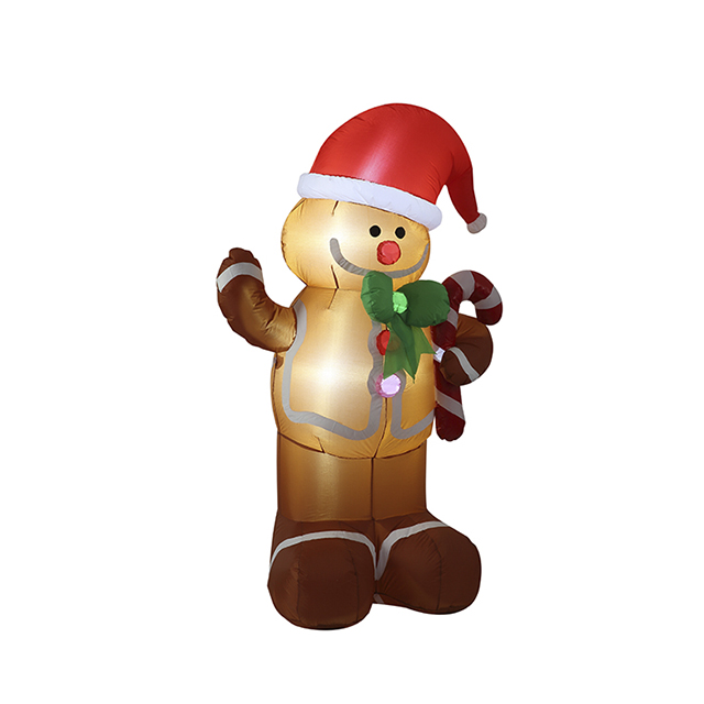 Hombre de pan de jengibre inflable de 6 pies con bastón de caramelo