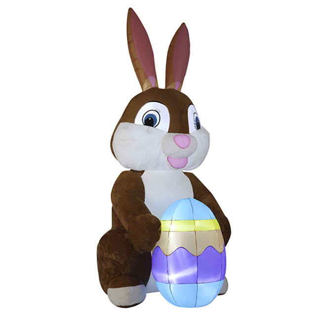 Conejo de Pascua inflable de 10 pies con felpa (felpa corta)