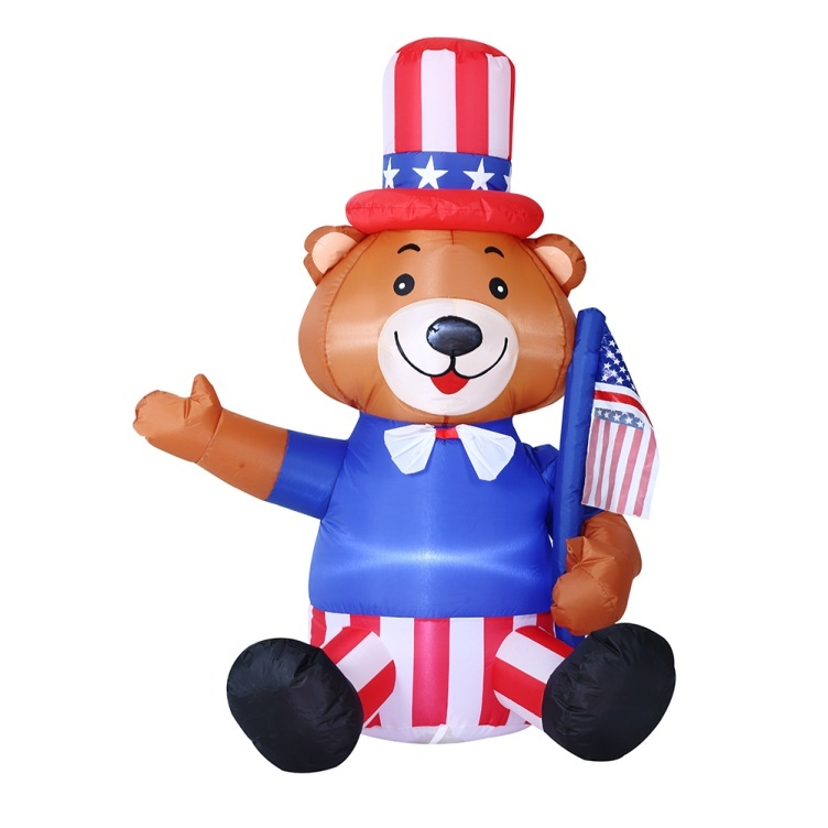 4FT Inflatable patriotic sitting bear