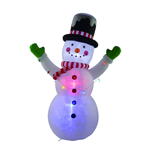 8FT Inflatable Snowman ជាមួយនឹងភ្លើងបញ្ចាំងពន្លឺ