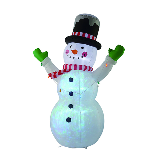 Boneco de neve inchable de 8 pies con luces fluídas do proxector