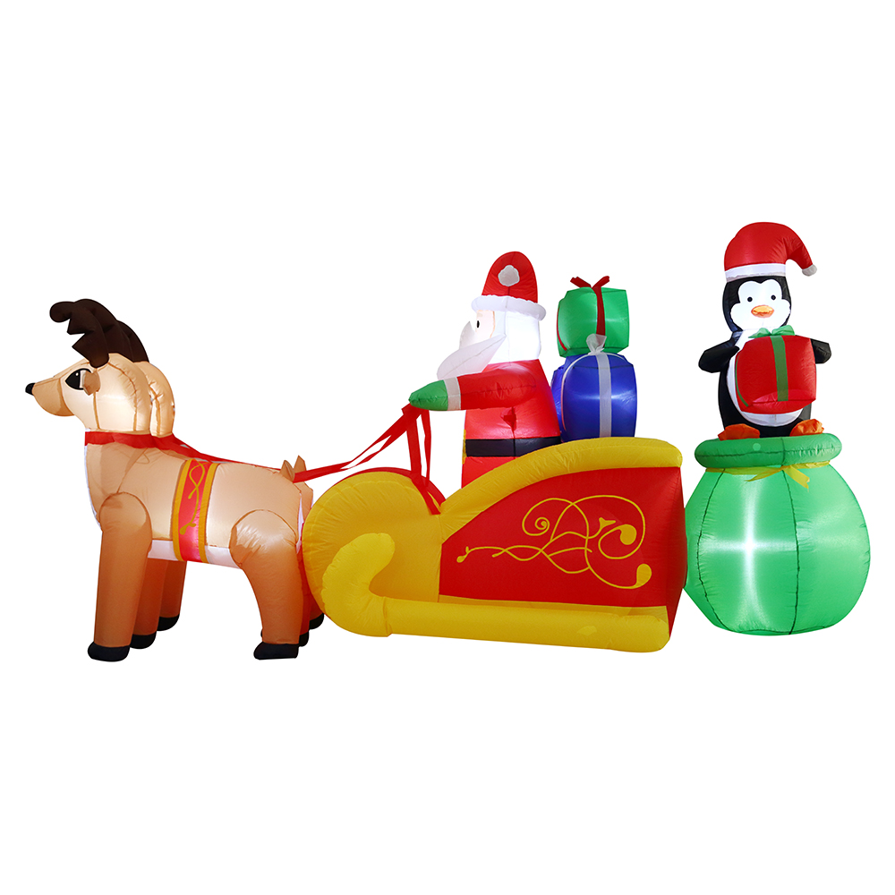 8FT Inflatable Santa selei e nang le Reindeers