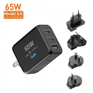 Vina Hot Trending Anker US/EU Plug 65W GaN Quick Charge 3.0 Fast Dual Ports Travel Wall Power Adapter Charger for MacBook/Mobile Phone