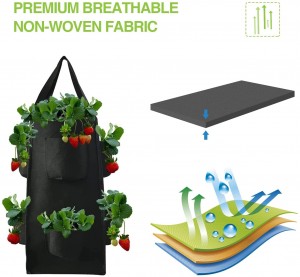 Strawberry Grow Bag med 8 siders lommer Åndbar pose Ikke-vævet stof Grow Pots