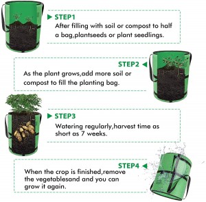 Mga Fabric Pots Premium Breathable Cloth Bags Para sa Potato Plant Container nga adunay mga Handle ug Velcro Window