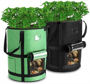 ハンドルおよびベルクロの窓が付いているジャガイモ植物の容器のための生地の鍋の優れた通気性の布袋