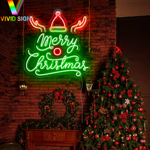 Produsen grosir tampilan akrilik gaya anyar Merry christmas dipimpin neon sign karo tanduk DL106