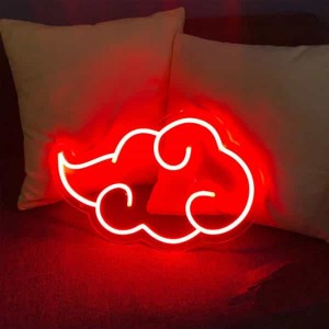 ڪسٽم وال ڊيڪر Anime Cloud Akatsuki Naruto Led Neon Sign For Home Bedroom ٻارن جو ڪمرو DL116