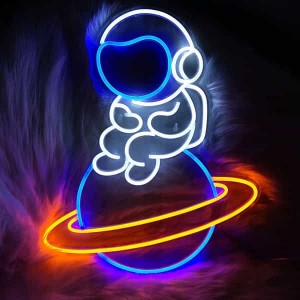 Quarto Sala de jogos Decoração de quarto infantil Astronauta Planeta Espaçonave Luz Led Neon Sign DL120