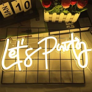 Suprimentos para festas de eventos letras acrílicas decorativas branco quente let's party letreiro neon DL130