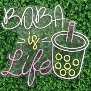 China Factory Free Sample Bubble Cup Milk Tea Shop Decor Boba Is Life Neon Sign DL141