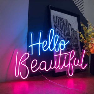 Vendita Diretta di Fabbrica Testu Personalizatu Personalizatu Decorazione di Nozze Hello Beautiful Neon Sign Dl146