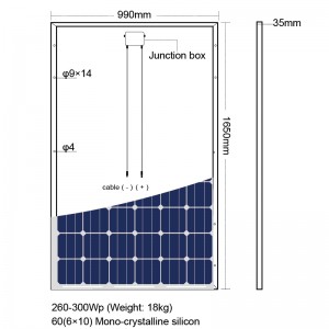 260Wp-300Wp Sonpaneel Mono Kristallyn Materiaal Fotovoltaïese Paneel Sonenergiestelsel Huisdakgebruik