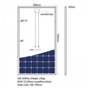 300Wp-380Wp Solpanel Monokristallint material Fotovoltaisk panel Solar industri- och kommersiellt system Jordsystem