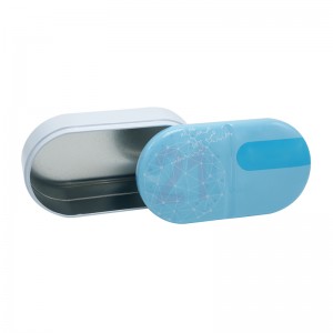 Boîte en fer blanc irrégulière en forme de capsule DD0864A-01 pour produits de soins de santé
