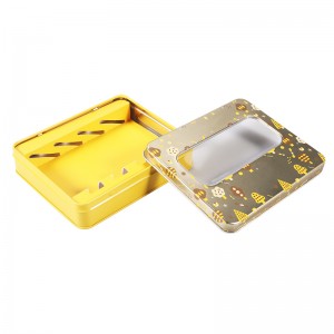 Caja de hojalata rectangular personalizada con ventana ES1067A-01 para el cuidado de la piel