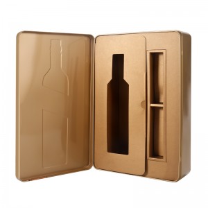 Caixa de lata rectangular con bisagras ER2376A-01 para viño