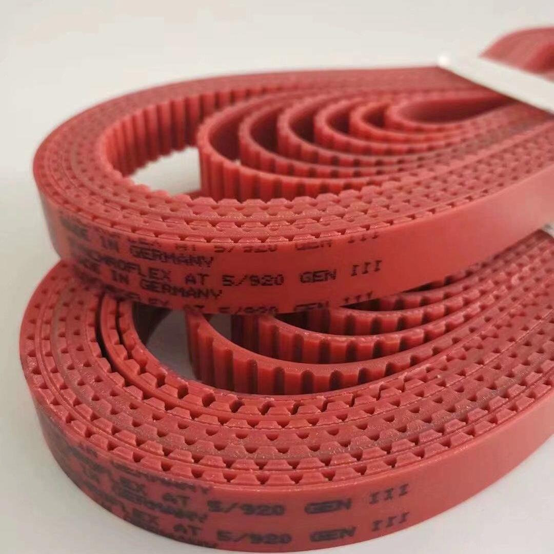 Красный синхронный ремень из полиуретана для промышленных машин