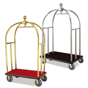 Custom stainless steel birdcage trolley bellman cart hotel luggage trolley