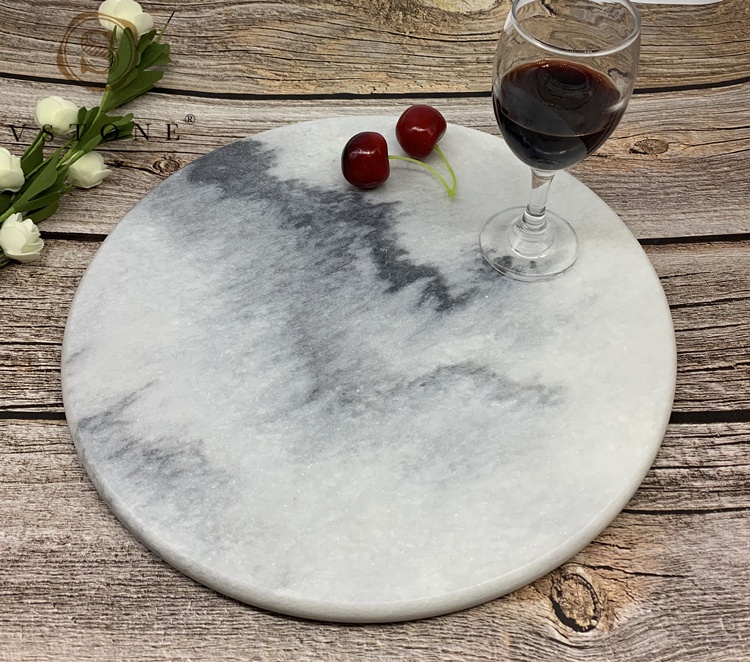 High Quality Marble Round Stone Cheese Chopping Board Kitchen Cutting Board