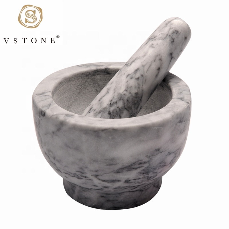 Natural Marble Stone Mortar and Pestle Set for grinding and crushing