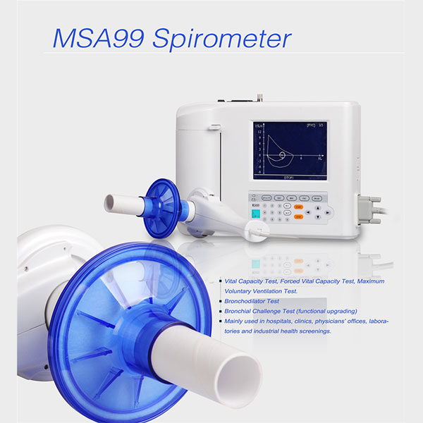 Test pojemności życiowej spirometru MSA99, test natężonej pojemności życiowej