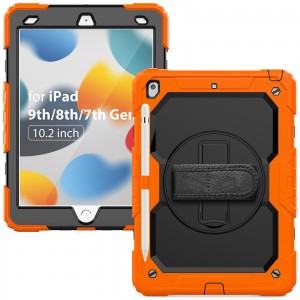 Rotating Shockproof Case for iPad 10.2 2021 9th Generation Silicone Cover with Shoulder Strap