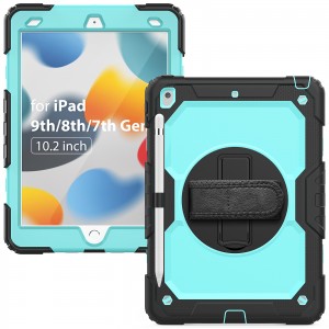 Sorbalda-uhaldun iPad 10.2 2021 9. belaunaldiko silikonazko estalki birakaria.