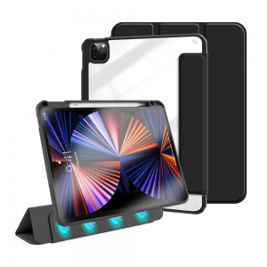 2021 Magnetic case ea ipad Pro 12.9 Transparent Hard PC case bakeng sa iPad Pro 12.9 2018 2020 Shockproof Case