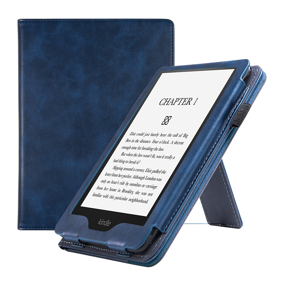 Роскошный чехол для нового Amazon Kindle Paperwhite 5 2021 6,8 дюйма с держателем для карандашей на ремешке.