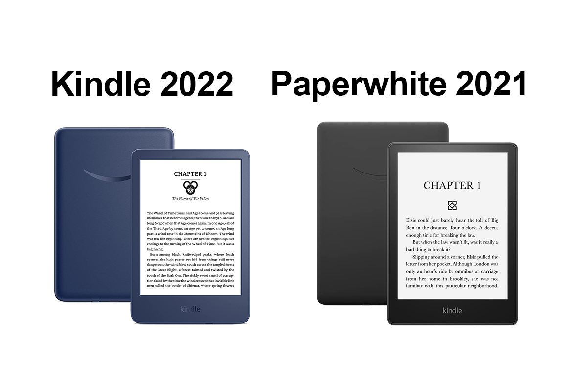 Kindle 2022 hou a pau me Kindle Paperwhite 2021